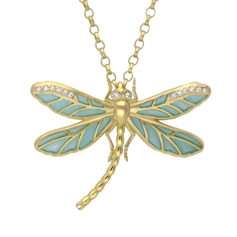 Diamond dragonfly necklace white gold hot sale