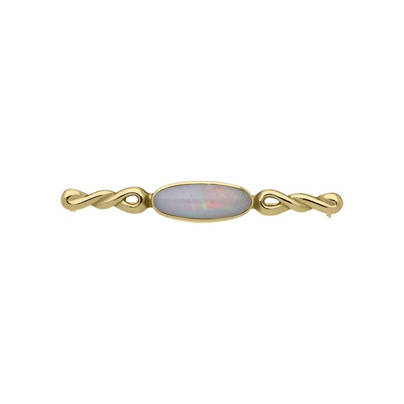 9ct Yellow Gold Opal Carved Twist Brooch M102 C W Sellors Fine