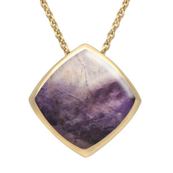 9ct Yellow Gold Blue John Cushion Necklace P1474 C W Sellors