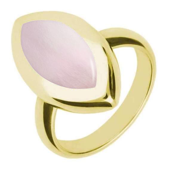 9ct Yellow Gold Pink Mother of Pearl Framed Marquise Ring R497