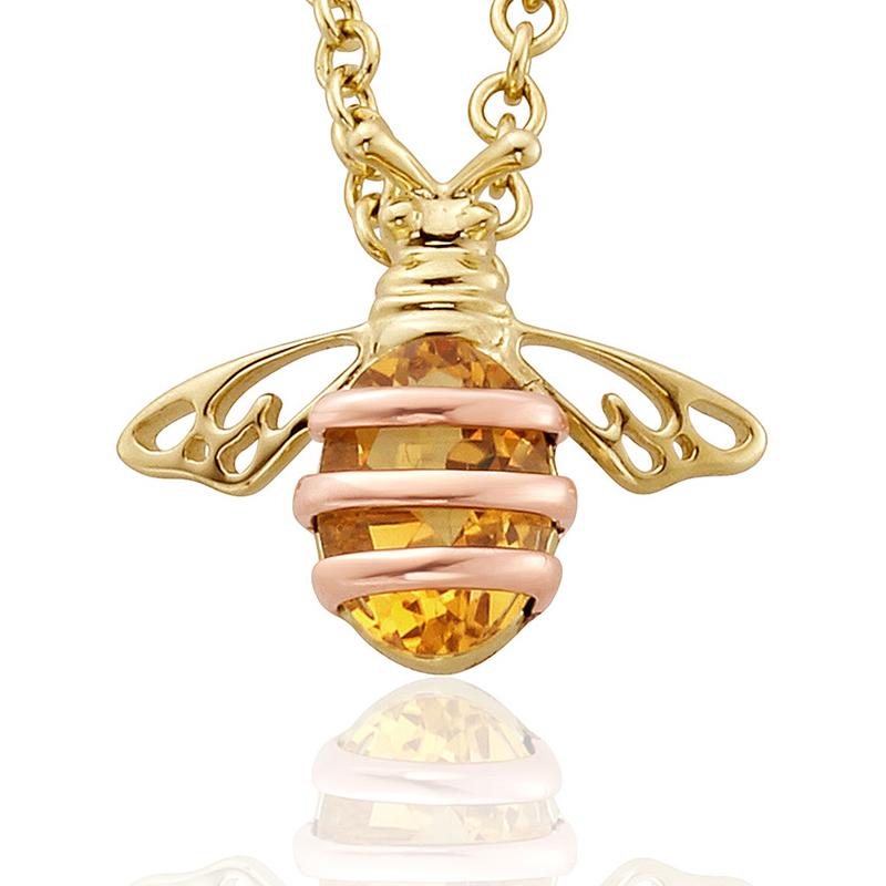Clogau Honey Bee 9ct Rose Yellow Gold Citrine Necklace HNBCP C W Sellors Fine Jewellery
