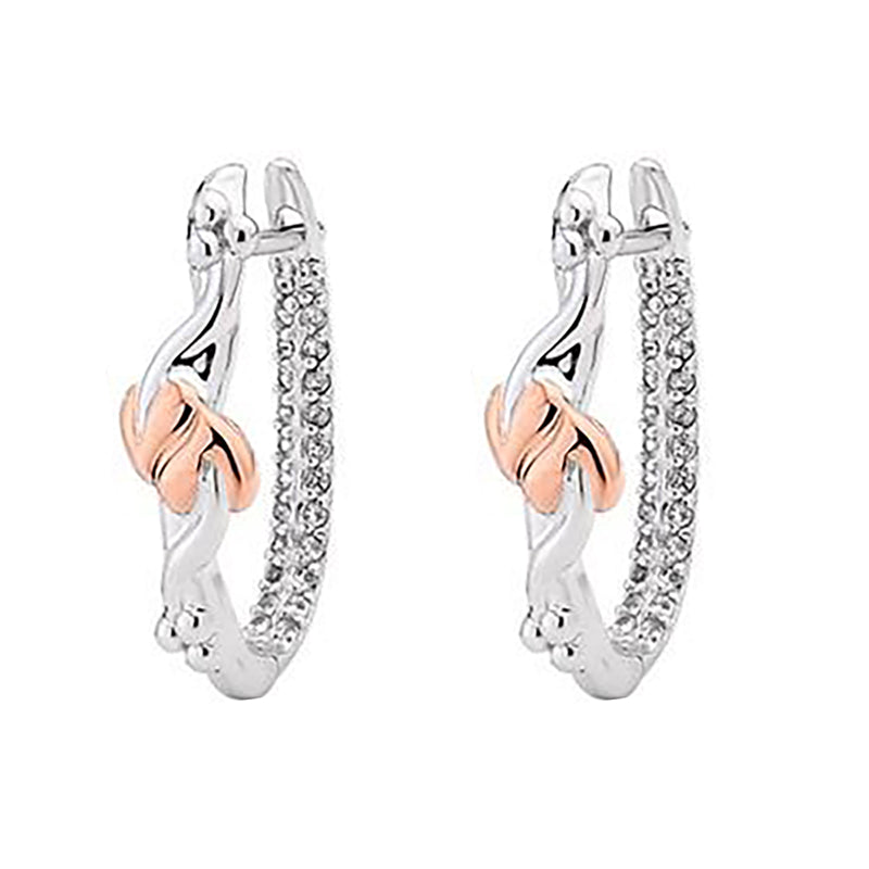 Clogau Tree of Life Sterling Silver 9ct Rose Gold Hoop Earrings D 3STOLHHE C W Sellors Fine Jewellery