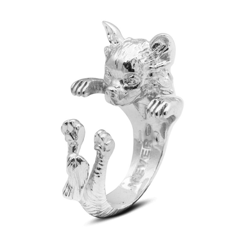 Dog Fever Sterling Silver Long Haired Chihuahua Hug Ring D DFANE00046 C W Sellors Fine Jewellery