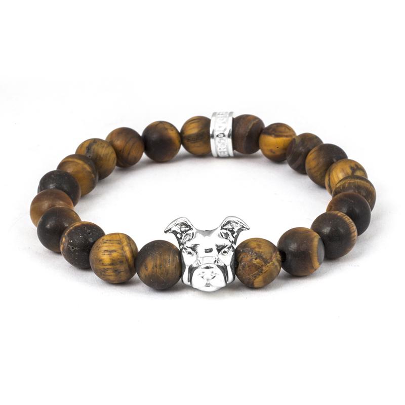 Dog Fever Sterling Silver Tiger s Eye American Staffordshire Pitbull Bracelet D DFOTIBRA00001 C W Sellors Fine Jewellery