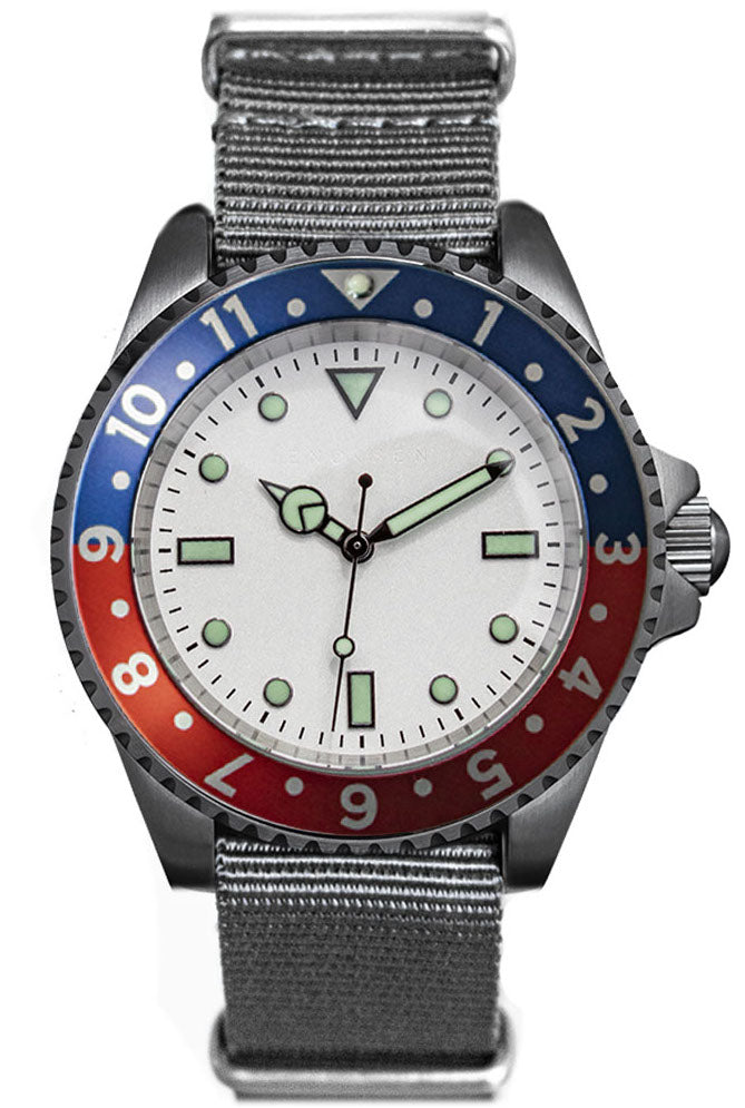 Enoksen Watch Dive E02 HW PanAm Red Blue 12 Hour Special Edition E02 HW 12H REDBLUE C W Sellors Luxury Watches