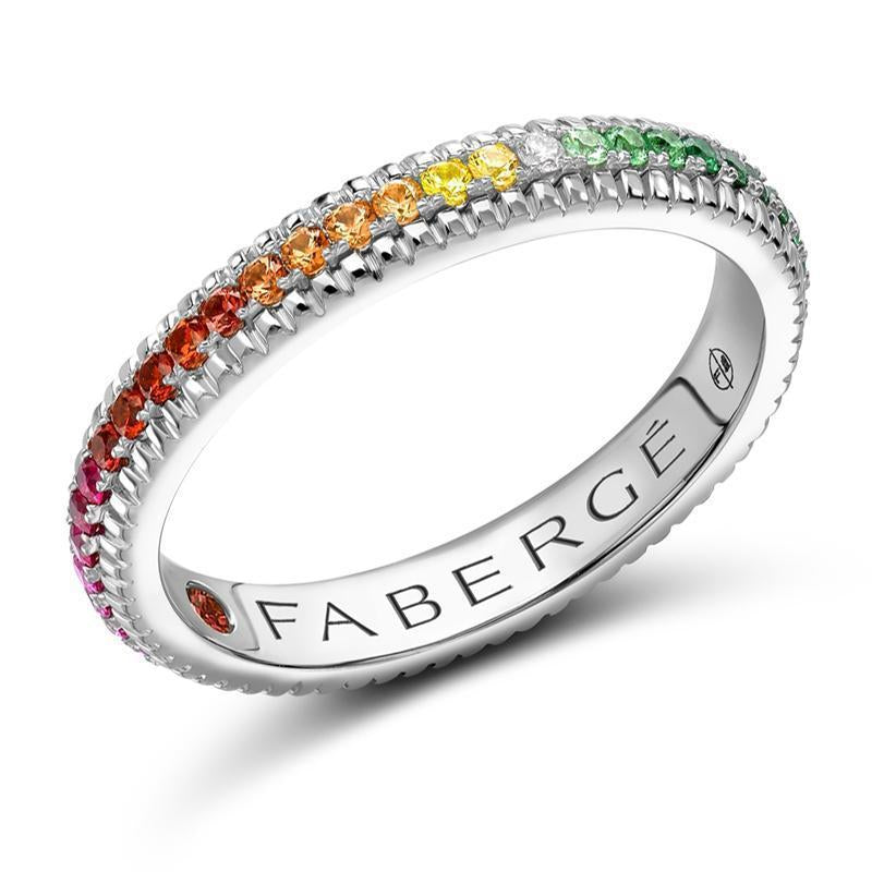 Faberge 18ct White Gold Multicolour Rainbow Fluted Band Ring 847RG2567 C W Sellors Fine Jewellery