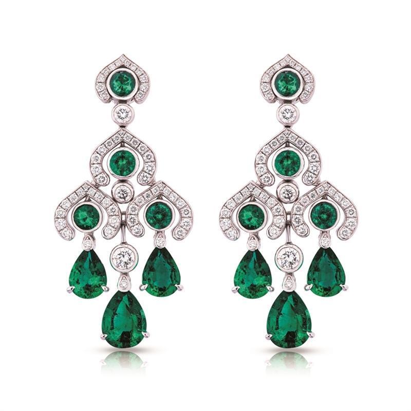 Faberge Colours of Love White Gold Emerald Chandelier Earrings 1076 C W Sellors Fine Jewellery