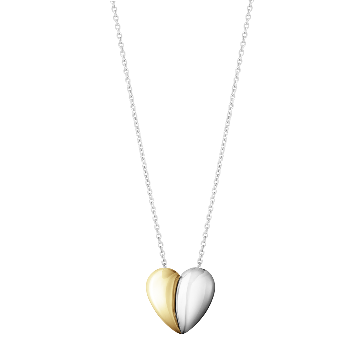 Georg Jensen Hearts of Georg Jensen Sterling Silver Yellow Gold Heart Necklace D 10017505 C W Sellors Fine Jewellery