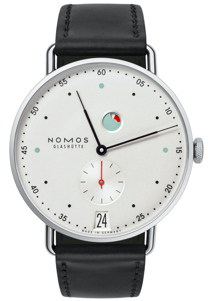 Nomos Glashutte Metro Datum Gangreserve Sapphire Crystal Watch