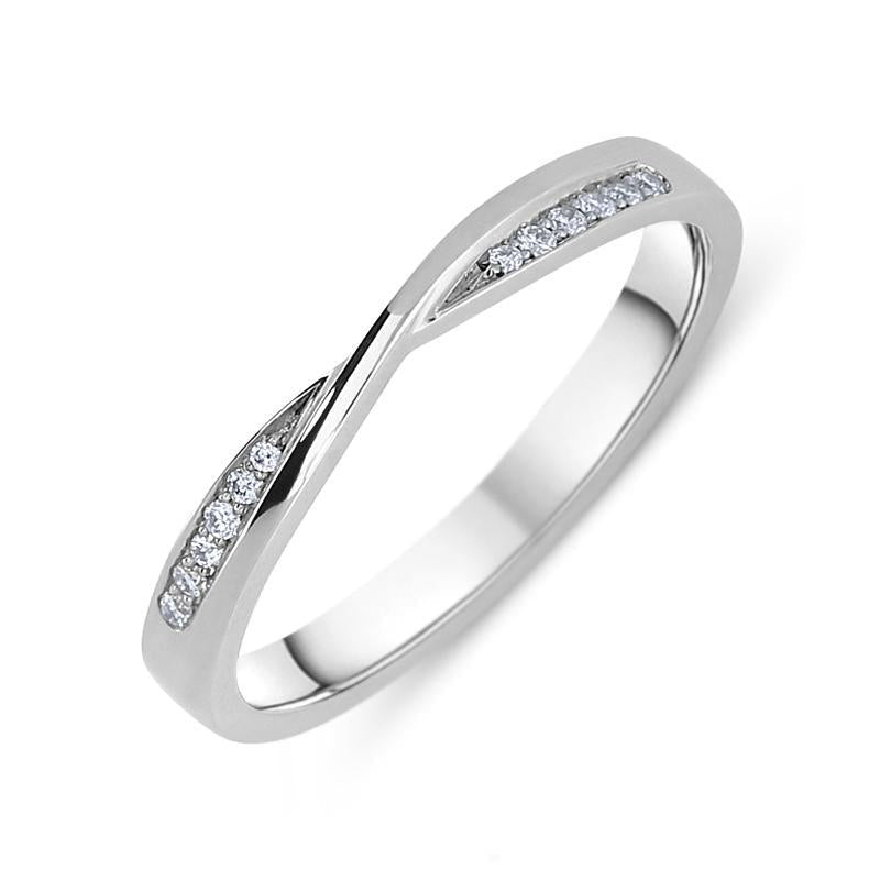 Platinum Diamond Brilliant Cut Crossover Wedding Ring BNN-244