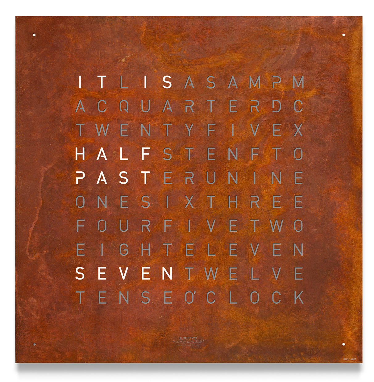 QLOCKTWO Earth 45 Creators Edition Rust Wall Clock Watch QT4ENRT