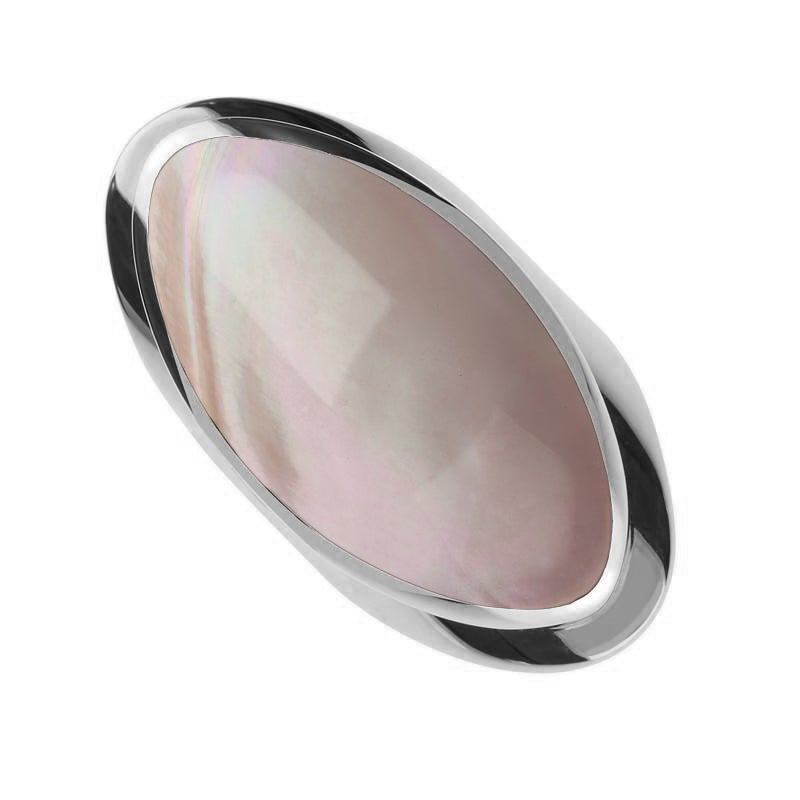 Sterling Silver Pink Mother of Pearl Large Oval Statement Ring