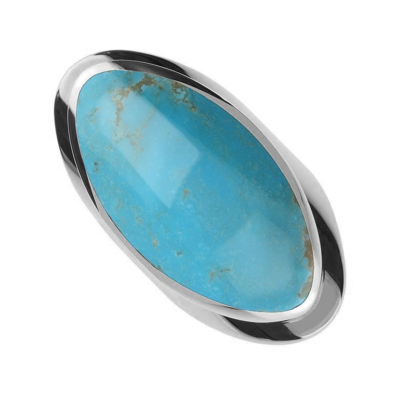 Sterling Silver Turquoise Large Oval Statement Ring R013 C W