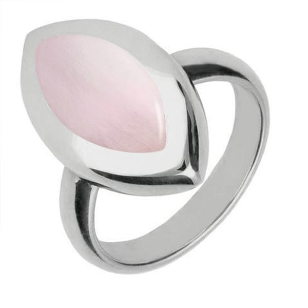 Sterling Silver Pink Mother of Pearl Framed Marquise Ring R497