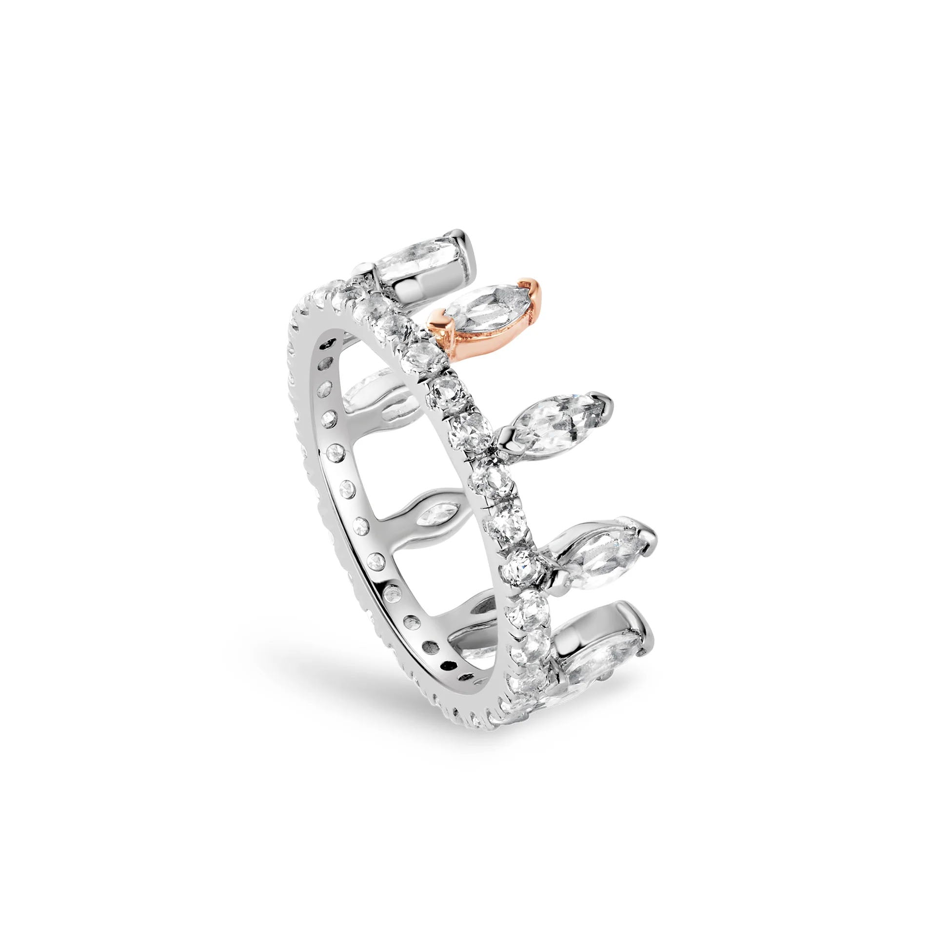Clogau Celebration Crown Silver and White Topaz Ring 3SATA0788