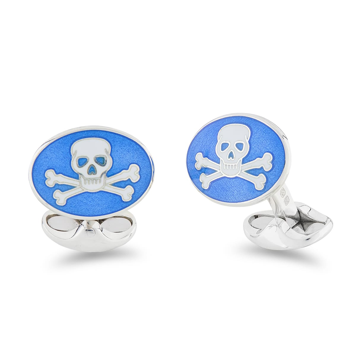Deakin Francis Cufflinks Sterling Silver Blue Enamel Skull And