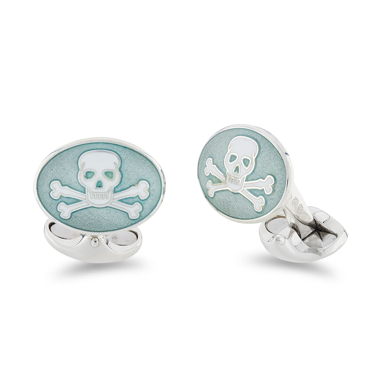 Deakin Francis Cufflinks Sterling Silver Turquoise Enamel Skull