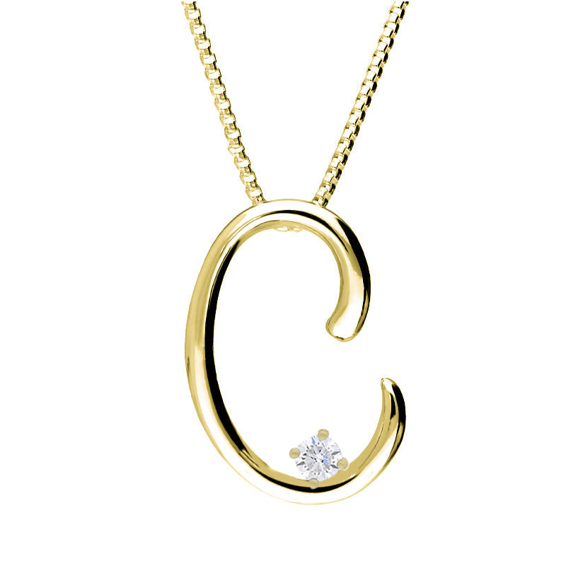Love Letters 9ct Yellow Gold Diamond Initial C Necklace