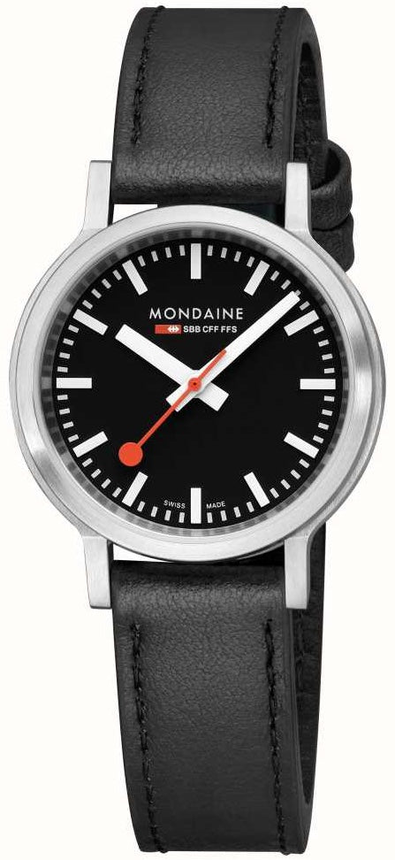 Mondaine SBB Stop2Go Black Grape Leather Watch