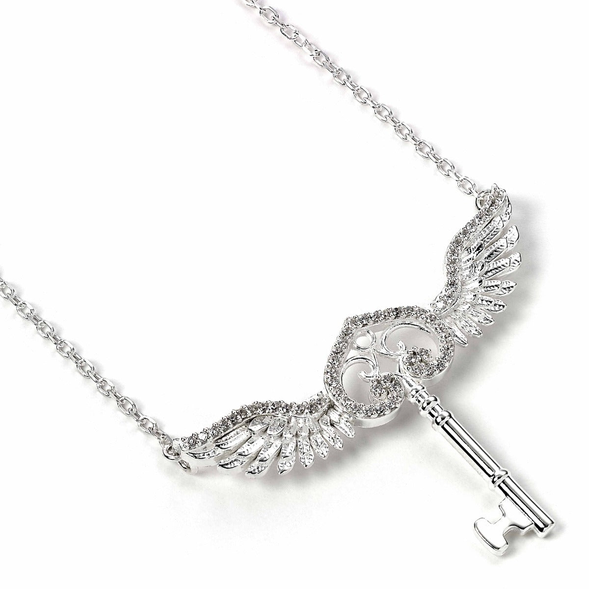 Official Harry Potter Sterling Silver Flying Key Crystal Necklace