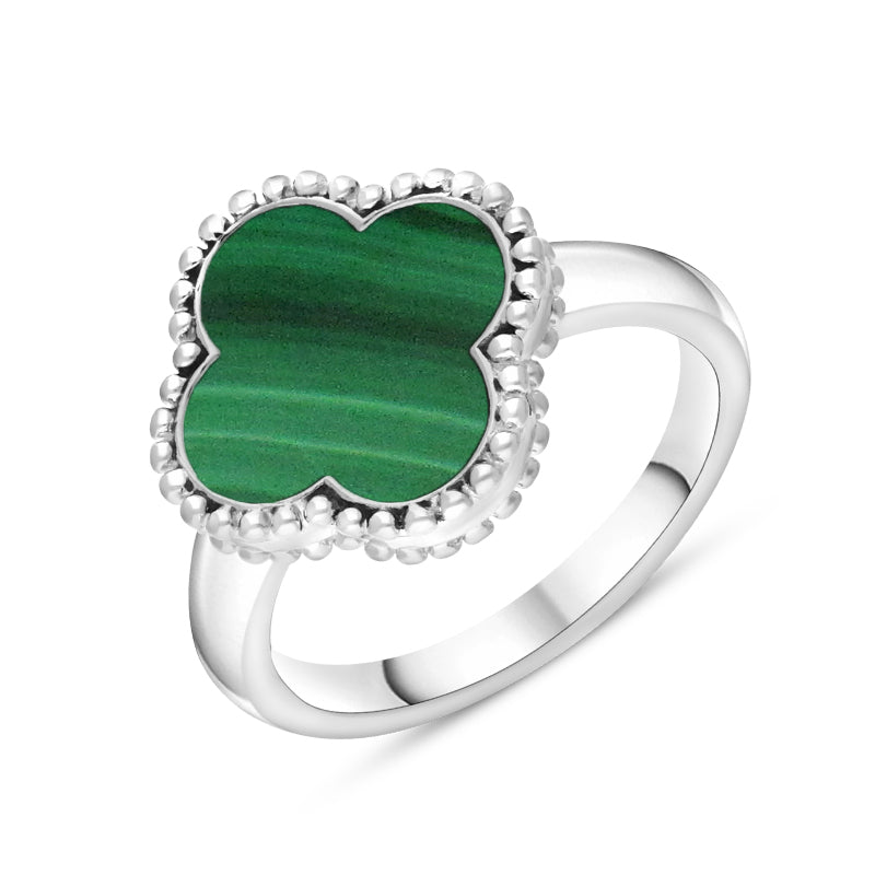 クローバー マカライト リング Sterling silver malachite