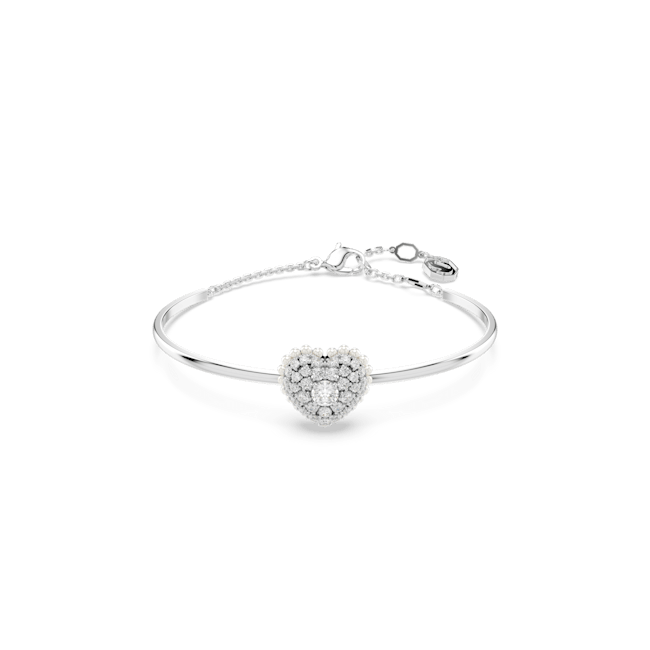 Swarovski Idyllia Rhodium Plated Crystal Heart Bangle D 5684385
