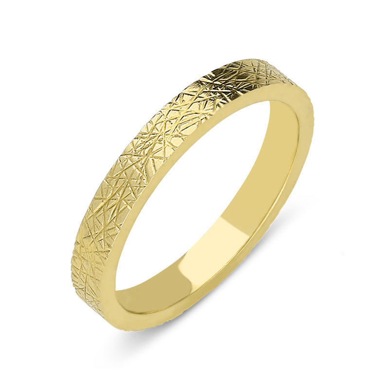 18ct Yellow Gold 3mm Patterned Wedding Ring