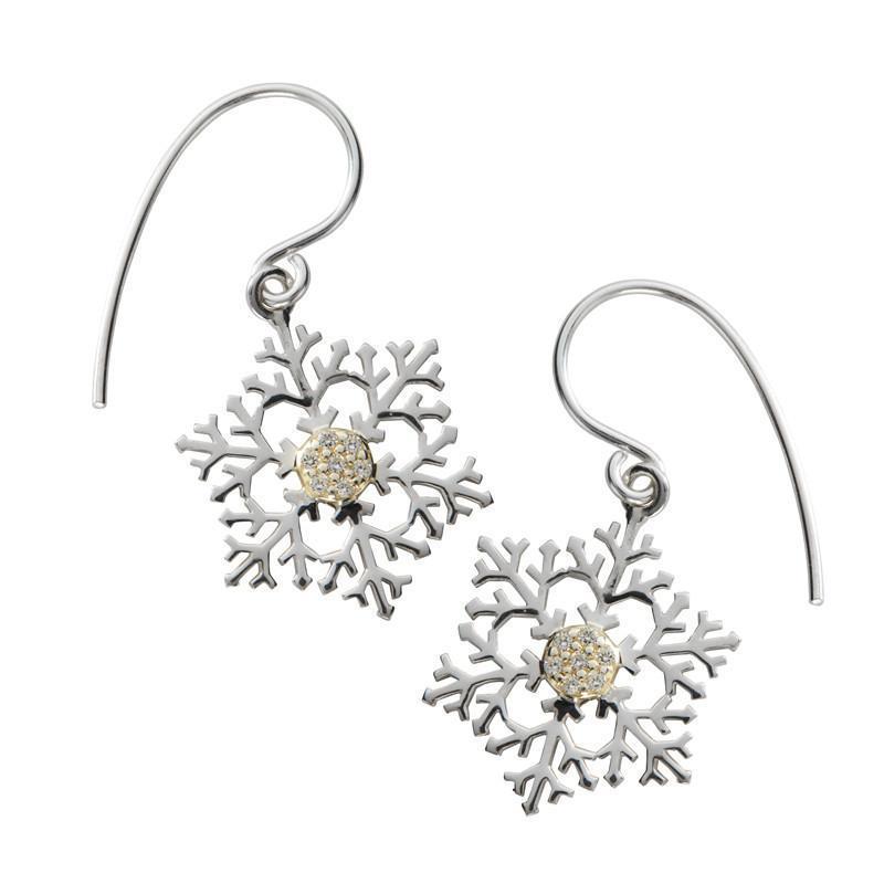 Snowflake drop outlet earrings silver