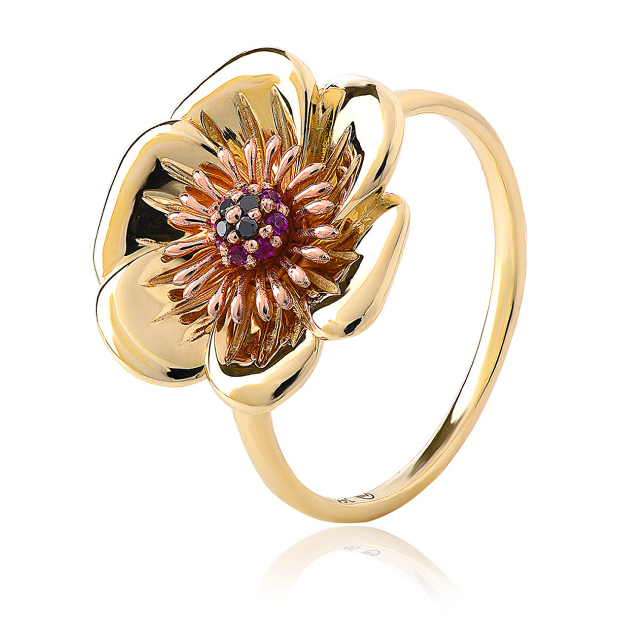 Clogau Welsh Poppy 9ct Rose Gold Diamond Ruby Ring WPPR C W Sellors Fine Jewellery