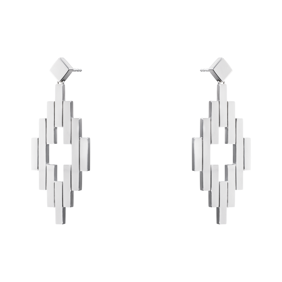 Georg Jensen Aria Sterling Silver Diamond Shape Earrings D 3537833 C W Sellors Fine Jewellery
