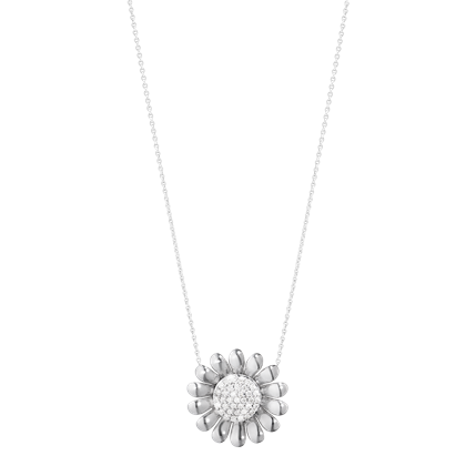 Georg Jensen Sunflower Sterling Silver Diamond Pendant 3536519 C W Sellors Fine Jewellery