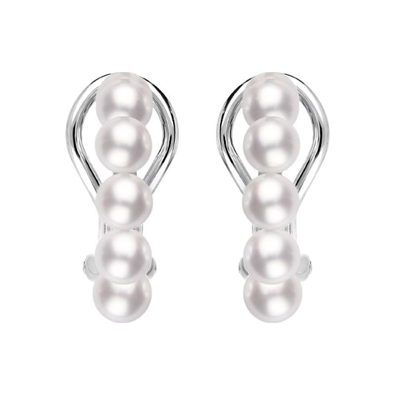 Mikimoto 18ct White Gold White Akoya Pearl Bubble Earrings