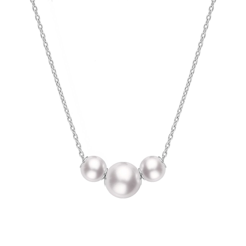 Mikimoto 18ct White Gold White Akoya Pearl Triple Necklace PP