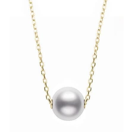 Mikimoto 18ct Yellow Gold 8mm White A Akoya Pearl Necklace