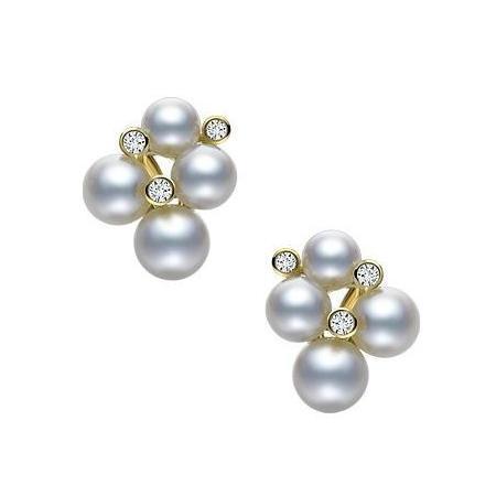 Mikimoto pearl and diamond earrings shop