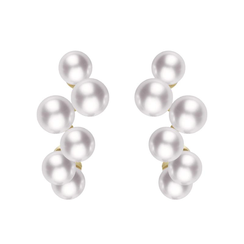 Mikimoto 18ct Yellow Gold White Akoya Pearl Bubble Earrings D