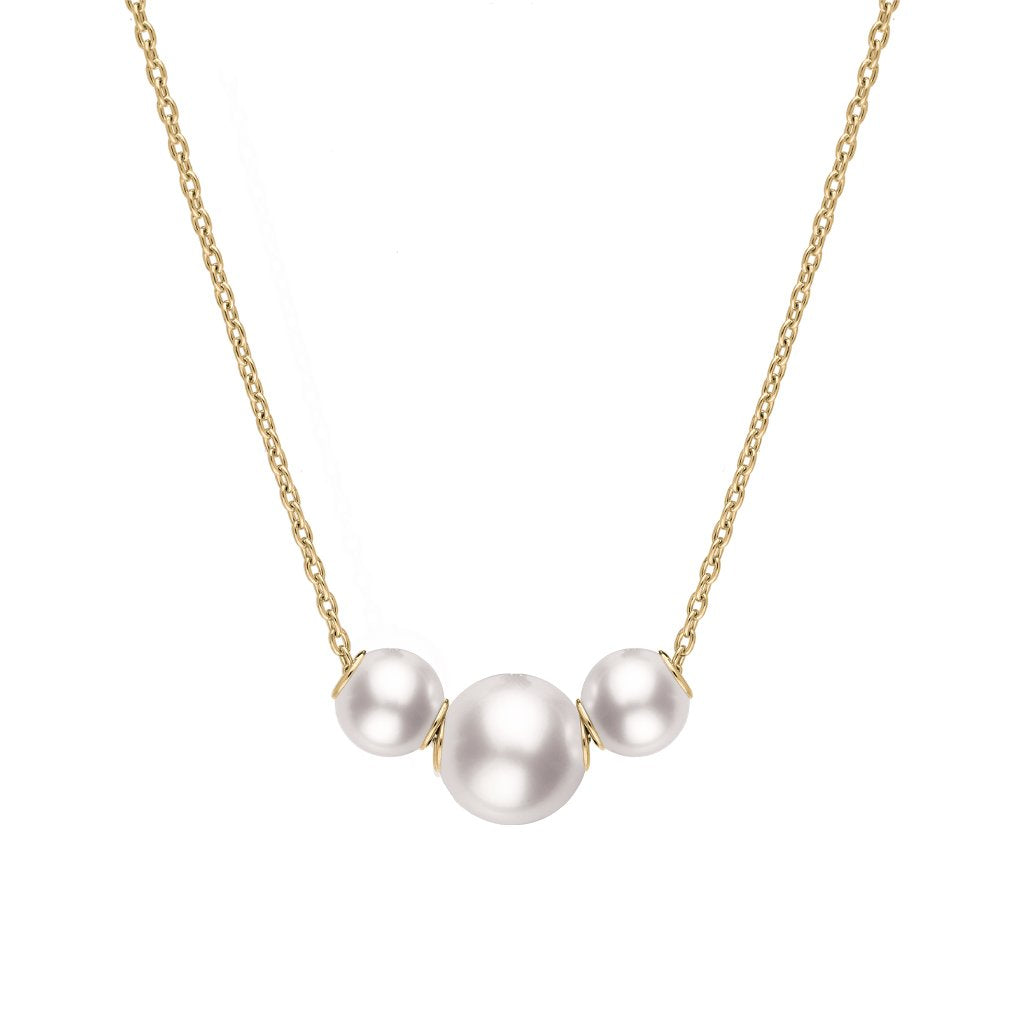 Mikimoto Jewels In Motion 18ct Yellow Gold White Akoya Pearl Necklace