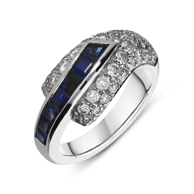 Square sapphire discount and diamond ring