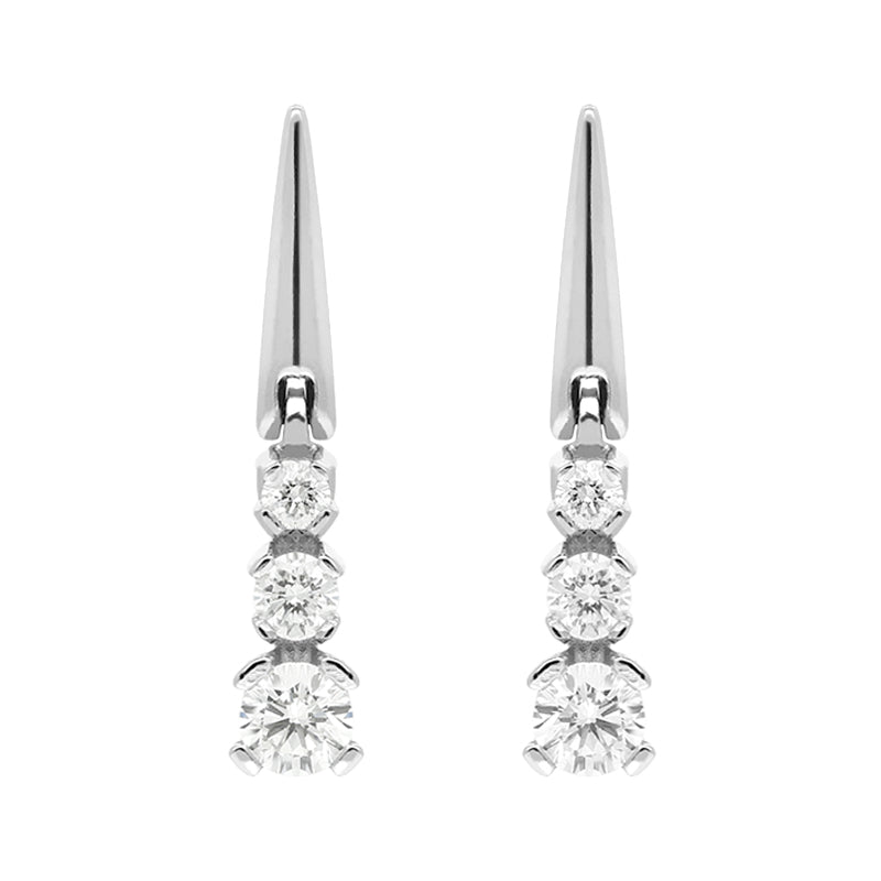 Platinum Three Stone Graduated Diamond Drop Earrings 40O05 C W Sellors Fine Jewellery