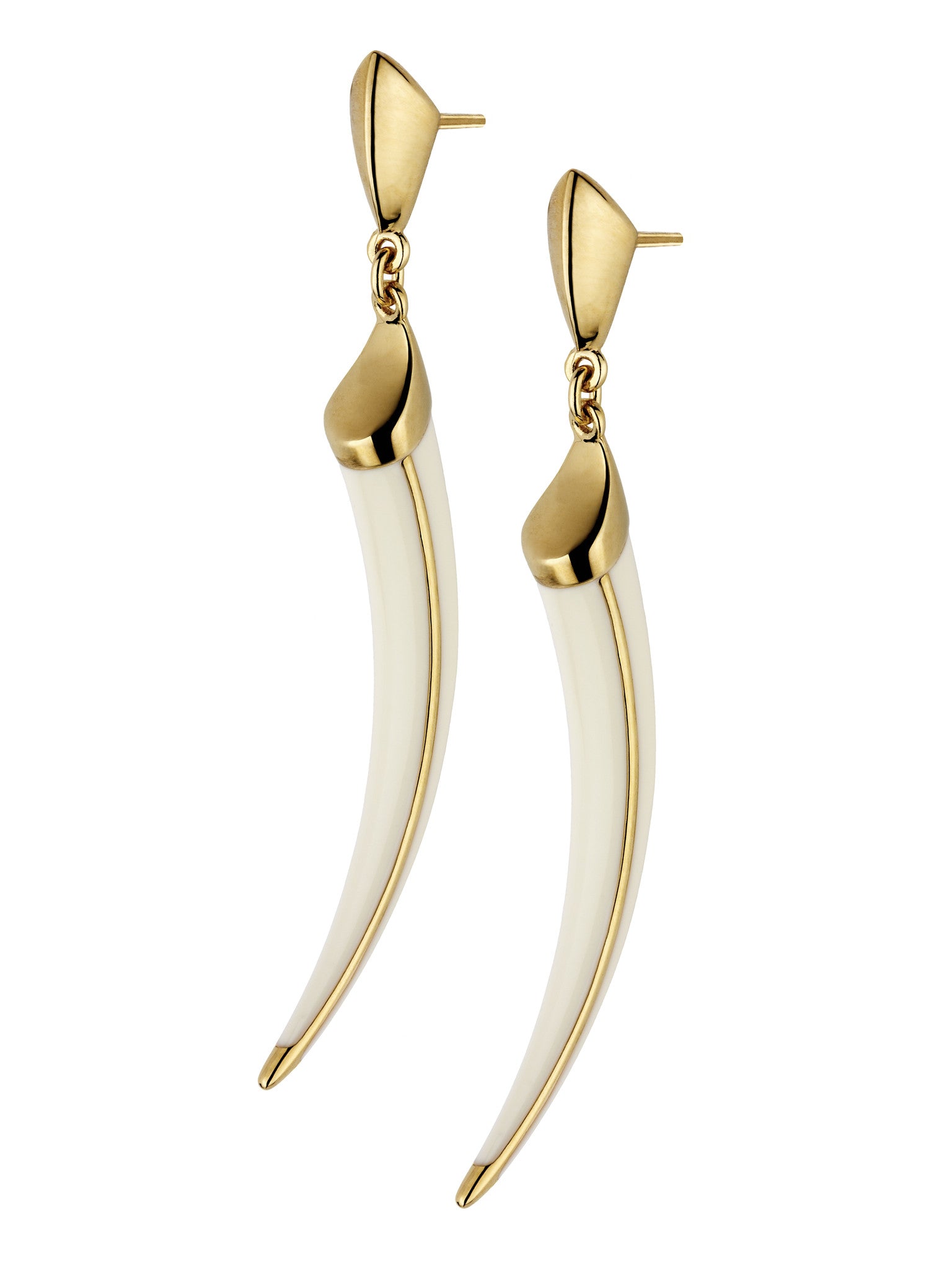 Shaun Leane Earrings Tusk Cream Enamel Silver SLS475 C W Sellors Fine Jewellery