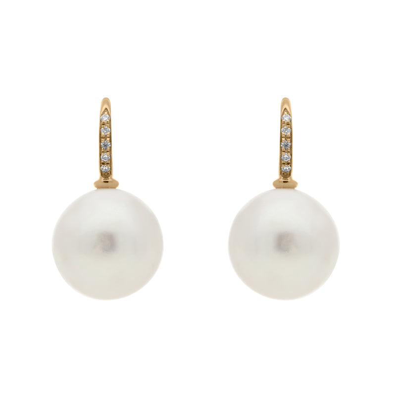 Schoeffel Happy Days 18ct Rose Gold Pearl Diamond Drop Earrings