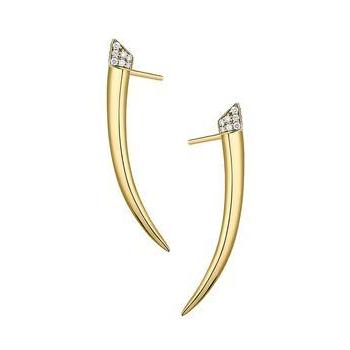 Shaun Leane Sabre Yellow Gold Vermeil 0.13ct Diamond Tusk Earrings SA028.YVWHEOS C W Sellors Fine Jewellery