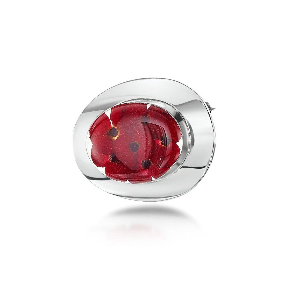 Shrieking Violet Sterling Silver Large Oval Poppy Brooch