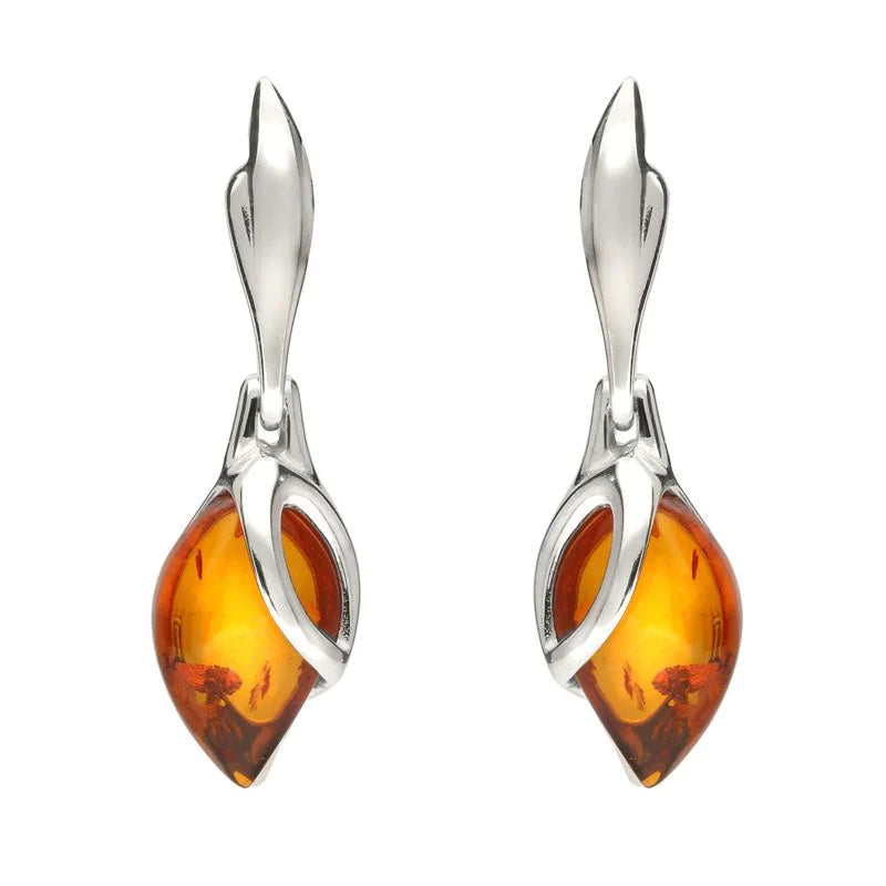 Sterling silver discount amber drop earrings