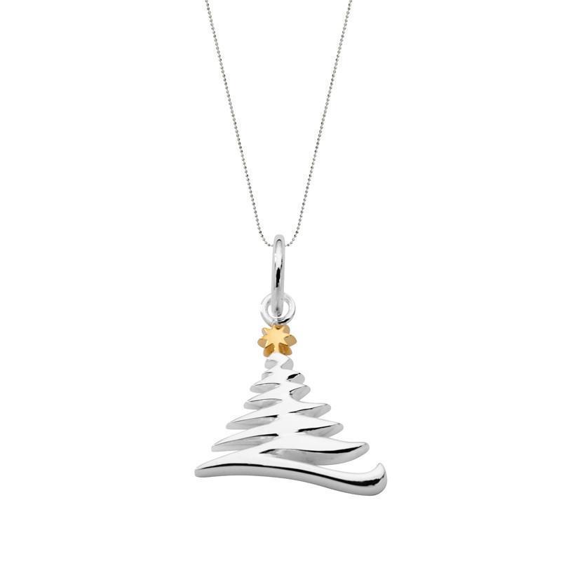 Silver christmas tree necklace on sale