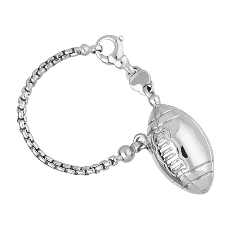 Sterling Silver Rugby Ball and Chain Keyring