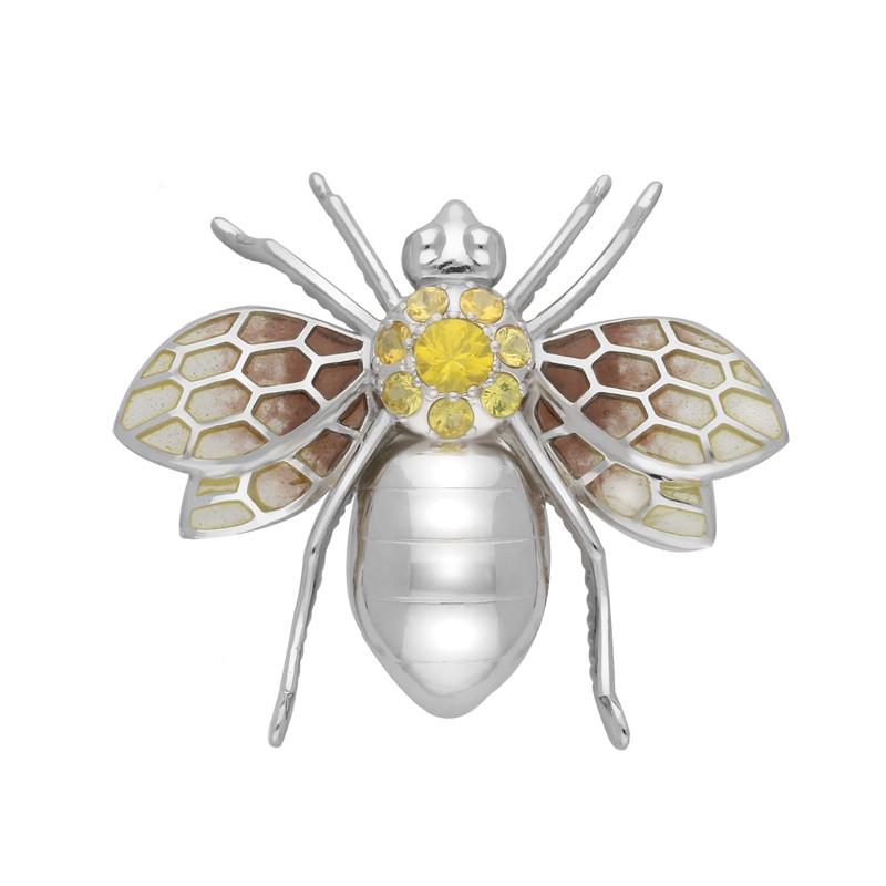 Sterling Silver Yellow Sapphire Enamel House Style Wasp Brooch M320 C W Sellors Fine Jewellery