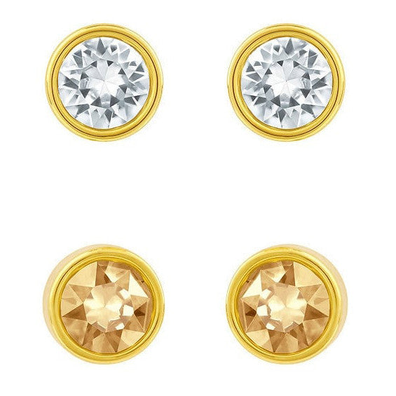 Swarovski Yellow Gold White And Gold Crystal Harley Stud Earring Set D 1092467 C W Sellors Fine Jewellery