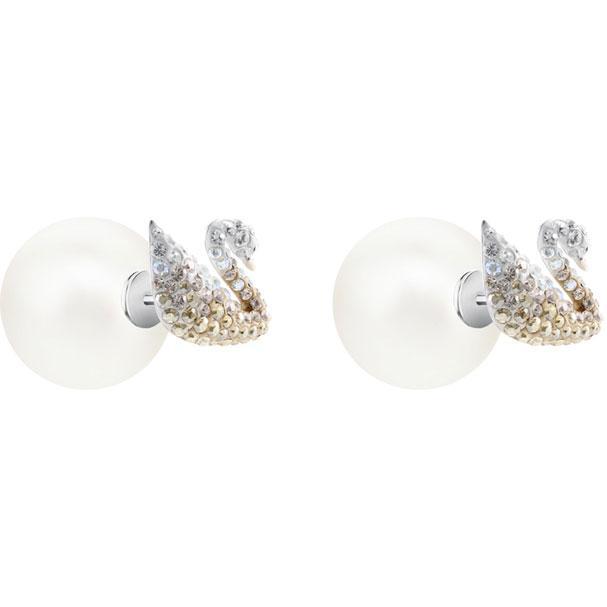 Swarovski Iconic Swan Large Multi Coloured Rhodium Plated Earrings