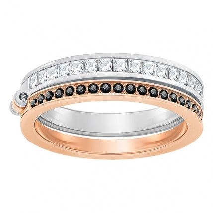 Swarovski Rhodium Rose Gold Crystal Hint Double Ring Size 55 D 5350672 C W Sellors Fine Jewellery